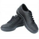 Sneakers uniszex fűzős bőr félcipő fekete  P2-B-PO 00301