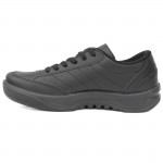 Sneakers uniszex fűzős bőr félcipő fekete  P2-B-PO 00301