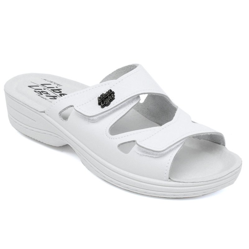 Bio Up - Liber Light komfort női tépőzáras bőr papucs 1506 fehér 06039