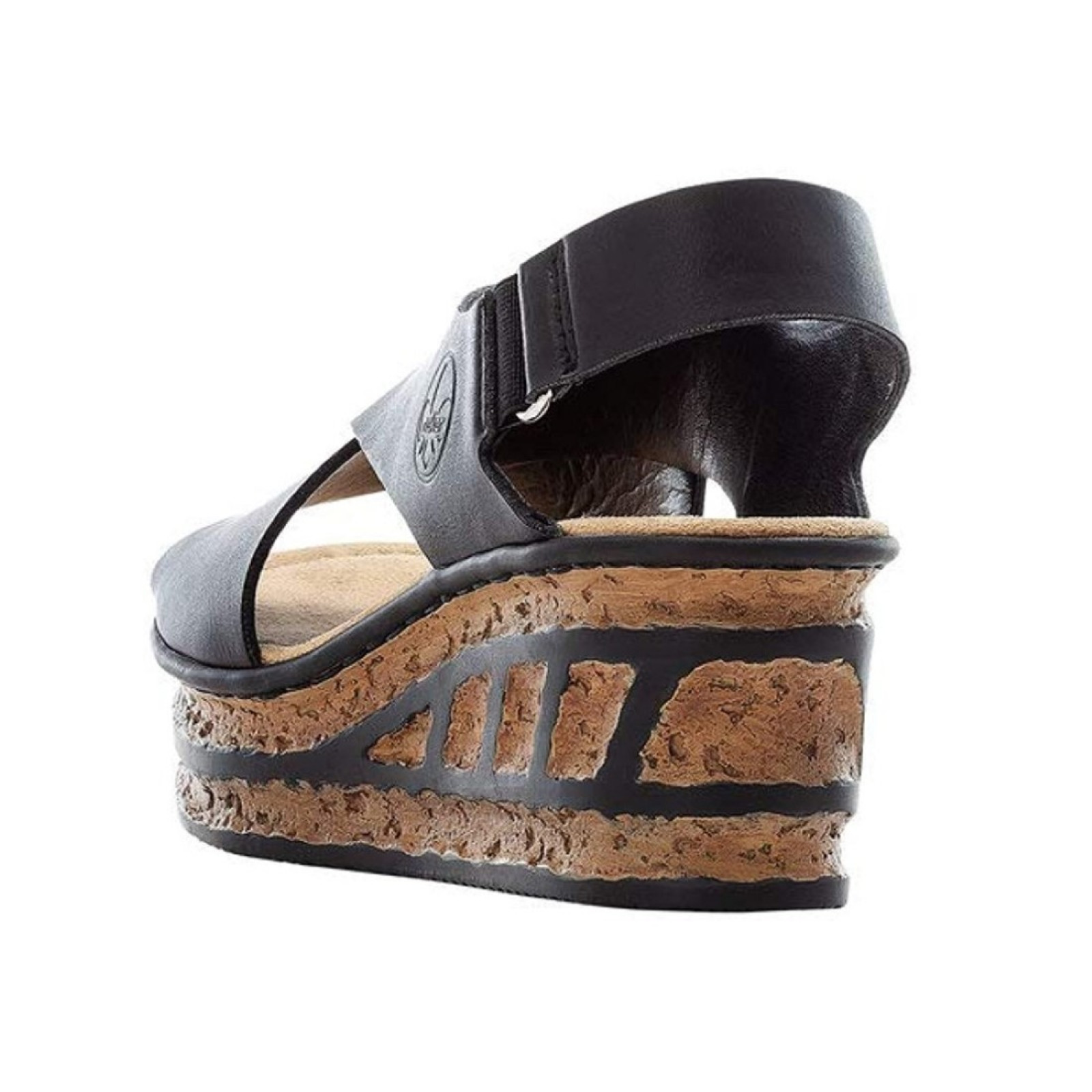 Rieker női telitalpú tépőzáras szandál 68189-00 Luzern fekete 05924