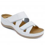 Leon 906 White komfort női bőr tépőzáras papucs fehér Női Leon