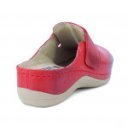 Leon 902-RED női bőr klumpa tépőzárral - piros