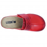 Leon 902-RED női bőr klumpa tépőzárral - piros