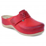 Leon 902-RED női bőr klumpa tépőzárral - piros Női Leon