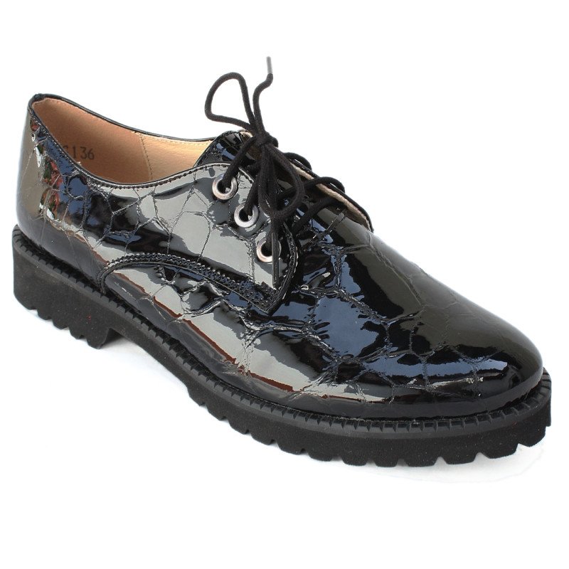 Pulso női fűzős lakk bőr félcipő AF1012 fekete 06763