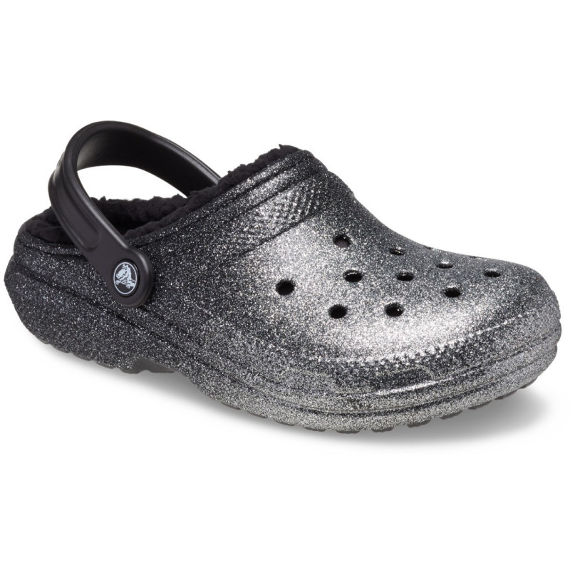 Crocs Classic Glitter Lined női bélelt klumpa 205842-067 fekete-ezüst mix