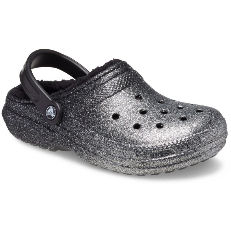 Crocs Classic Glitter Lined női bélelt klumpa 205842-067 fekete-ezüst mix