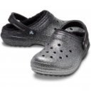 Crocs Classic Glitter Lined női bélelt klumpa 205842-067 fekete-ezüst mix
