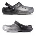 Crocs Classic Glitter Lined női bélelt klumpa 205842-067 fekete-ezüst mix