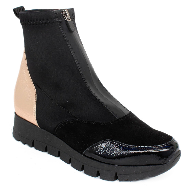 Lorenzo de Pazzi  9372-272-19-1465 női elöl cipzáros bokacipő fekete rosegold mix 06818