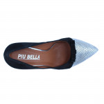 Piu Bella női blokk sarkú körömcipő 8951-544 fekete-ezüst 07021
