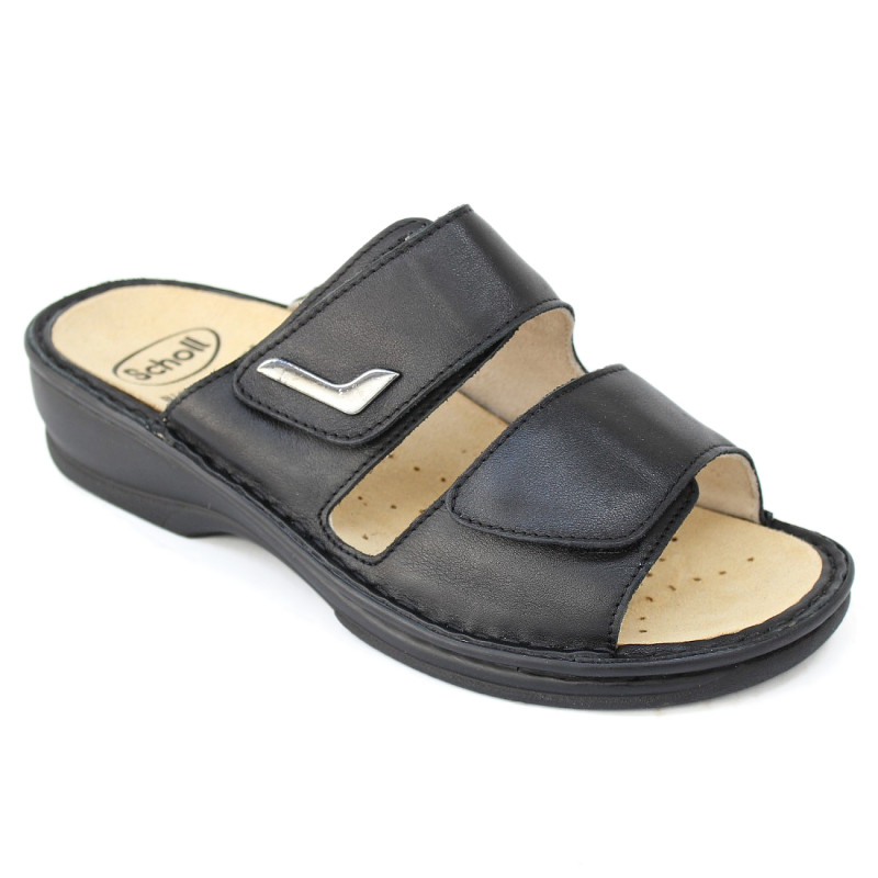 Scholl Mietta 2.0  F28059-1004 női bioprint tépőzáras bőr papucs fekete 07319