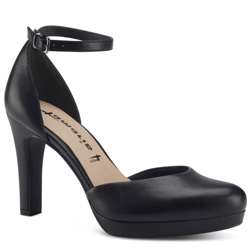 Tamaris női tűsarkú oldalt nyitott bokapántos körömcipő 24402-20-020 fekete 06843