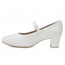 Piccadilly női blokk sarkú pántos körömcipő 110140-11 fehér lakk 07043