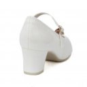 Piccadilly női blokk sarkú pántos körömcipő 110140-11 fehér lakk 07043