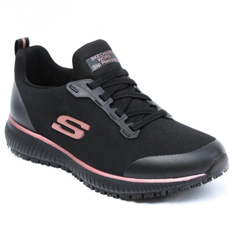 Skechers Work Squad SR 77222-BKRG női fűzős félcipő- munkacipő 07039