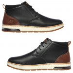 Skechers Evenston Renli férfi fűzős bőr bokacipő 210141-BLK