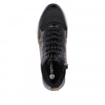 Remonte női fűzős cipzáras sneaker feket taupe mintás bokacipő R2577-01
