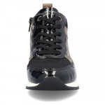 Remonte női fűzős cipzáras sneaker feket taupe mintás bokacipő R2577-01