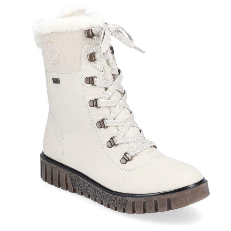 Rieker női fűzős cipzáras halvány bézs bakancs vízlepergető membránnal Y3424-60