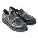 Lorenzo de Pazzi 1011-272-2745 bebújós - loafer félcipő fekete lakkbőrből 07144