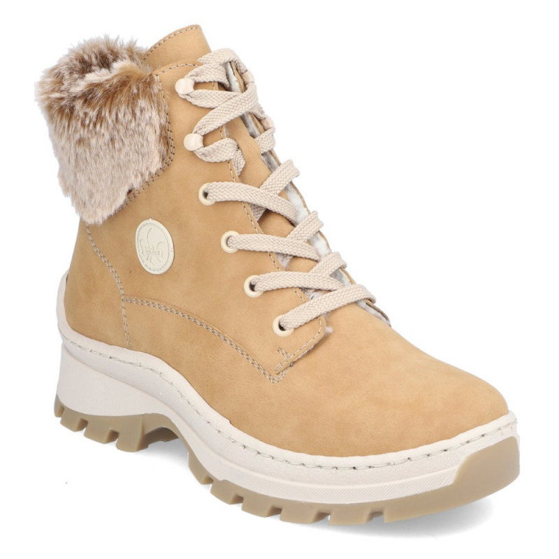 Rieker női fűzős-cipzáras homokbarna bakancs X9341-20