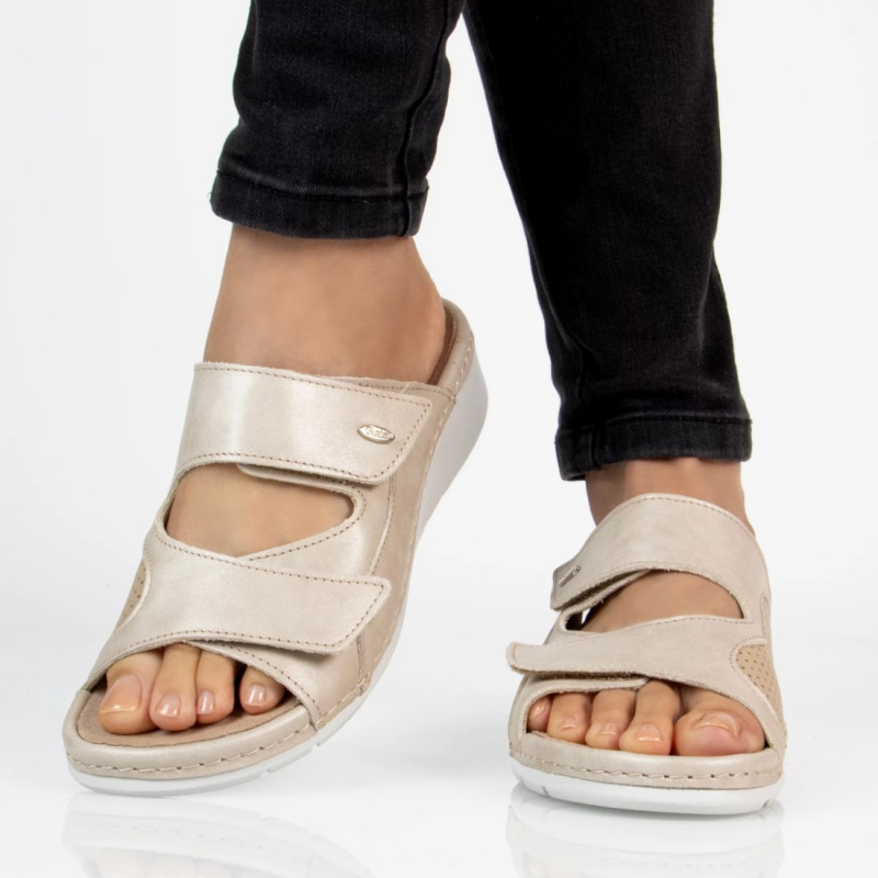 Batz Trudi beige mix női két tépőzáras papucs