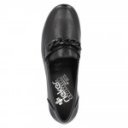 Rieker női blokksarkú bebújós fekete bőr félcipő 41660-00