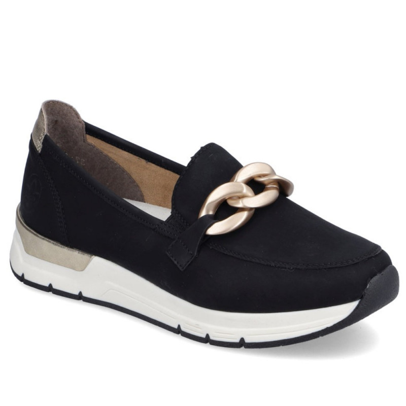 Rieker női bebújós fekete mokaszin félcipő 58944-00