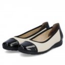 Rieker női balerina cipő tört fehér - fekete lakk L9351-80