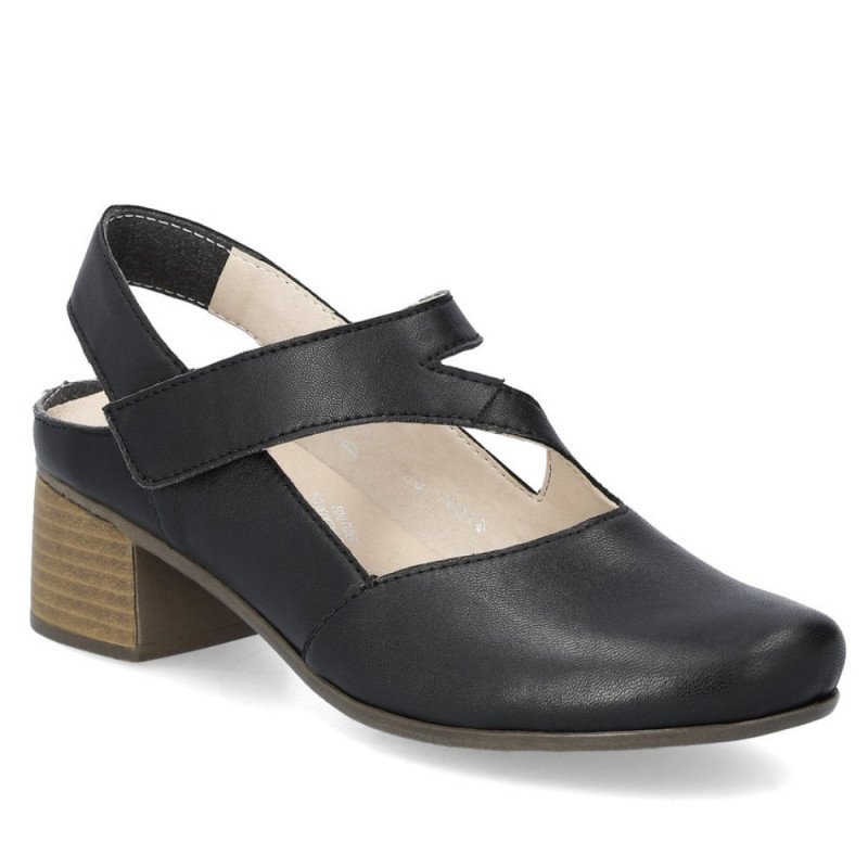 Rieker női hátul nyitott fekete szling tépőzárral 41697-00