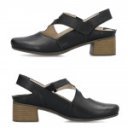 Rieker női hátul nyitott fekete szling tépőzárral 41697-00