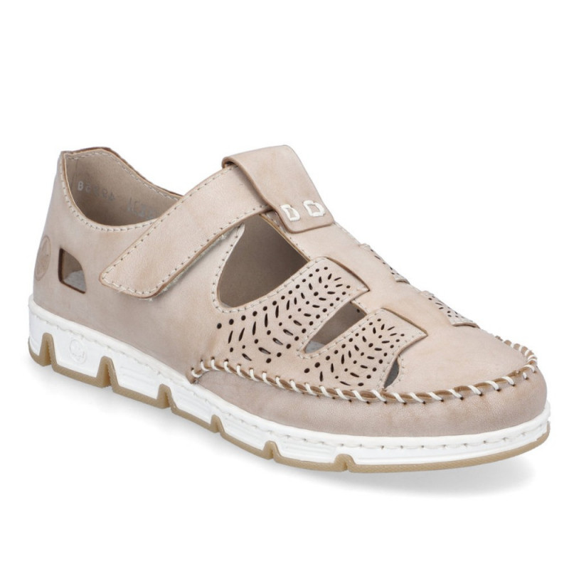 Rieker női lyukacsos tépőzáras szandálcipő 49958-61 bézs mix