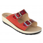 FlyFlot női csatos kényelmi papucs 42G64-HC piros lakk kombi 07268 Női Fly Flot