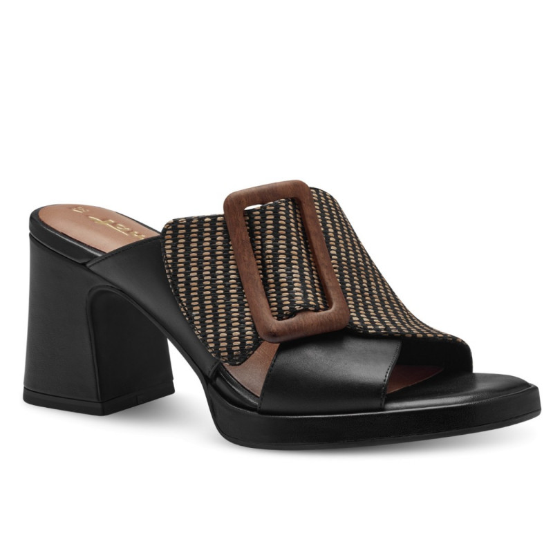 Tamaris női magas sarkú divatpapucs fix pántos 27223-42-098 fekete mix 07265