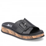 Rieker női fekete bőr papucs csattal W0803-00 Női Rieker