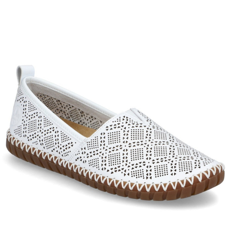 Rieker női lyukacsos bebújós fehér félcipő M2851-80