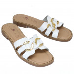 Agora by Patrizia női fixpántos bőr papucsEL27-BIANCO 07310