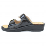 Scholl Mietta Buckle női bioprint csatos papucs fekete lakk  F31399-1004 07326