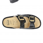 Scholl Mietta Buckle női bioprint csatos papucs fekete lakk  F31399-1004 07326