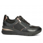 Tamaris fűzős cipzáras női sportos sneaker félcipő fekete 23721-42-096 07390