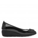 Jana Soft Line női emelt sarkú balerina cipő fekete lakk 22162-43-018 07406