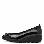Jana Soft Line női emelt sarkú balerina cipő fekete lakk 22162-43-018 07406