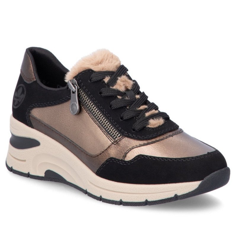 Rieker női sportos fűzős cipzáras sneaker félcipő N9301-90