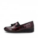 Rieker női bebújós félcipő bordó lakk kombi 53751-35