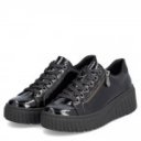 Rieker női sportos fűzős fekete lakk félcipő N2501-00