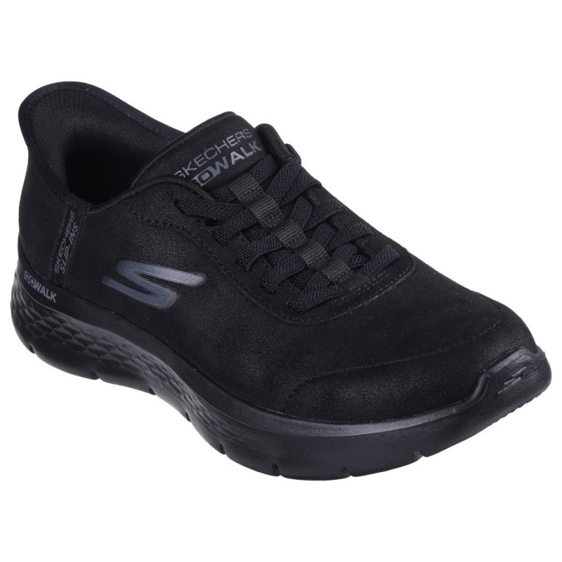 Skechers Slip-ins Go Walk Flex Mali női textil bebújós-fűzős sneaker 124837-BBK