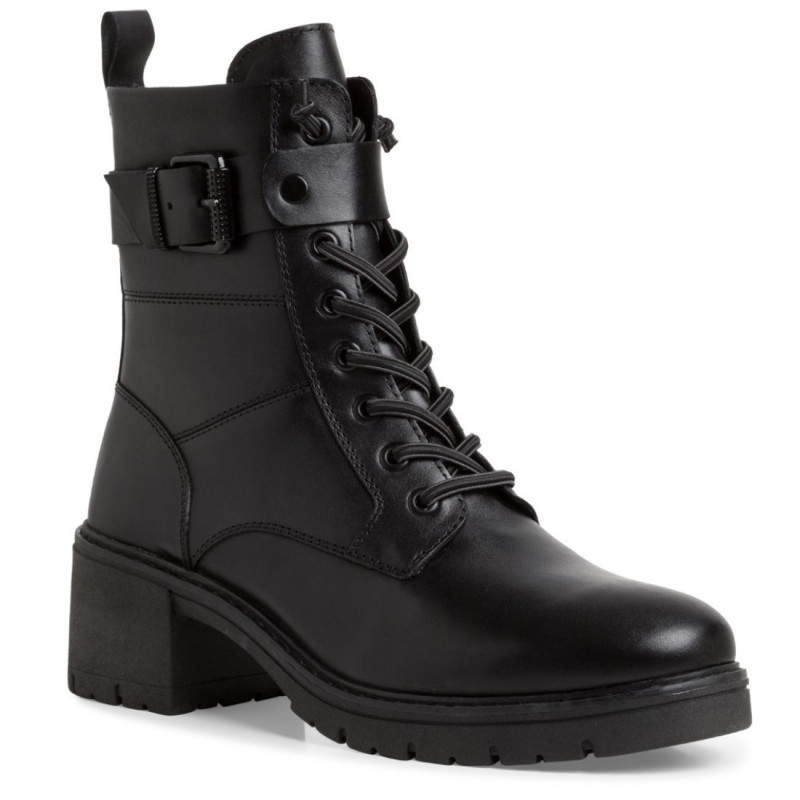 Marco Tozzi női fűzős-cipzáras fekete bőr bakancs 25259-43-001 07428