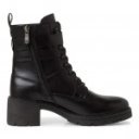 Marco Tozzi női fűzős-cipzáras fekete bőr bakancs 25259-43-001 07428