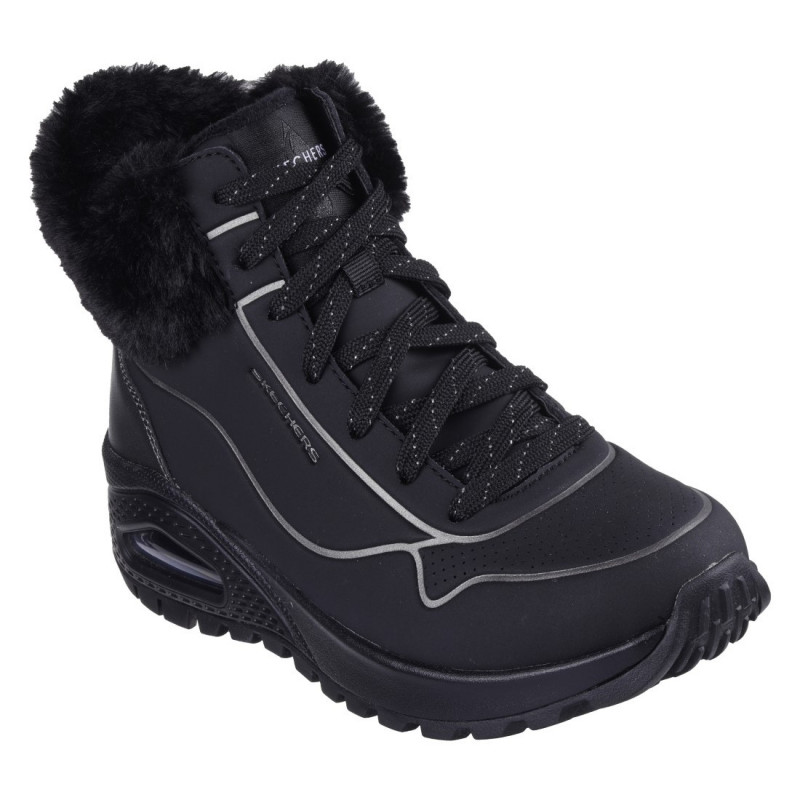 Skechers Uno Rugged Fall Shimmer női fűzős cipzáras bokacipő 167993-BKPW